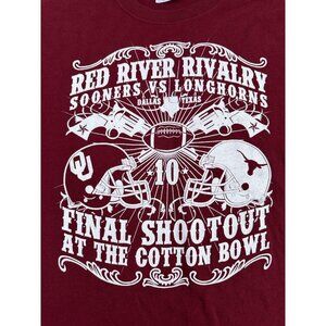 Red River Rivalry Shirt 2010 Hanes Heavyweight Small Sooners Longhorns